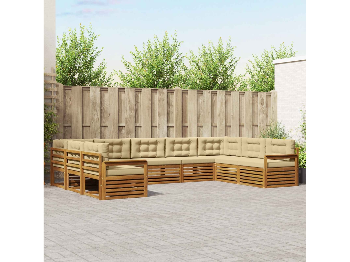 Vidaxl Conjunto De Sofás Para Exterior 9 Pcs Natural E Bege
