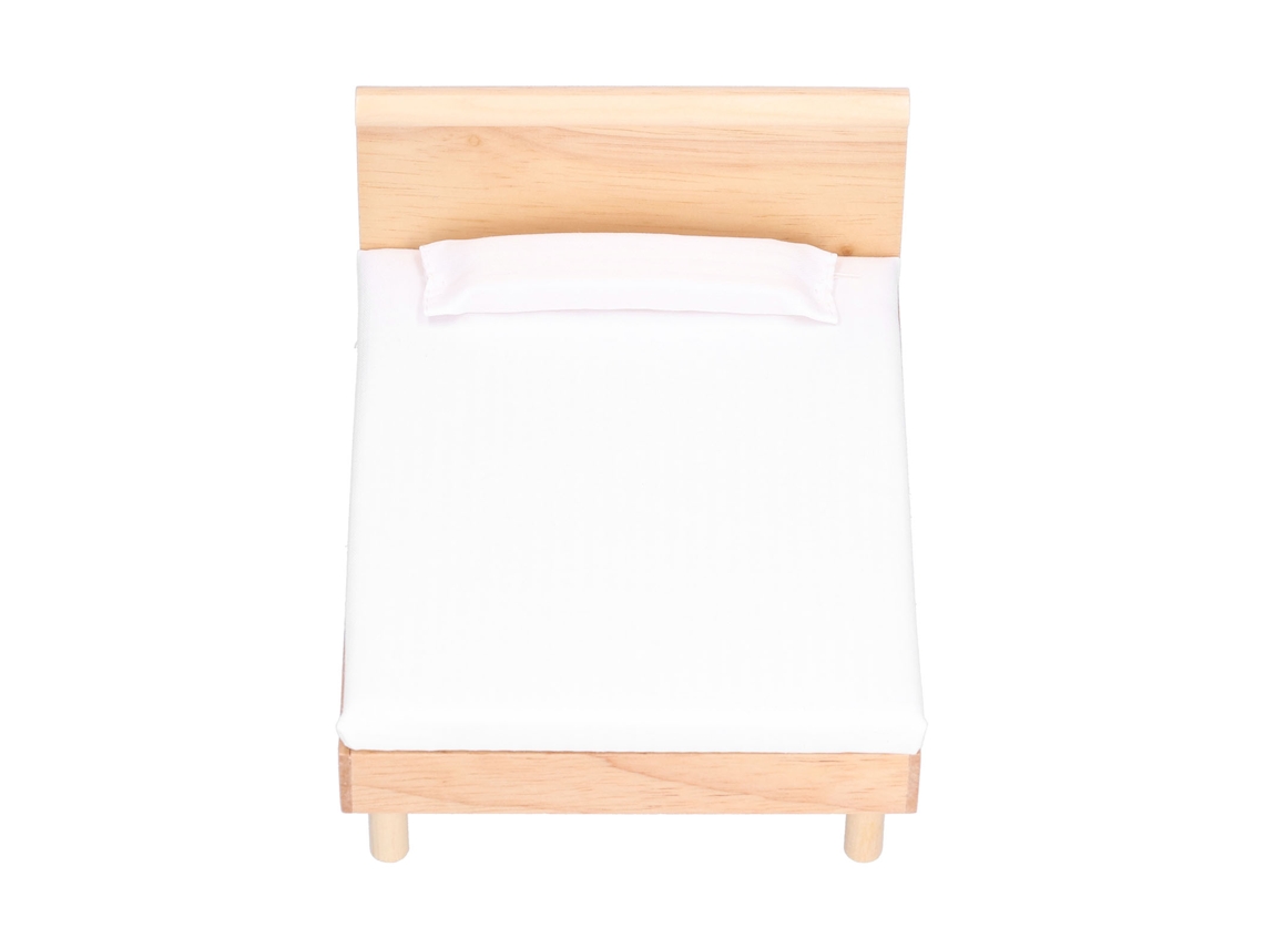 Mali cama de Casinha de Bonecas de Carvalho 1:12 Móvel Miniatura com Colchão Lençol e Almofada