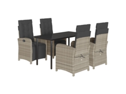 Conjunto de 5 Jantar para Jardim com Almofadões Cinzento Claro MAISON EXCLUSIVE