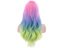 Peruca Feminina Moderna, Multicolorida, de Cabelo Sintético, Curta e Ondulada. TAISHENGDA