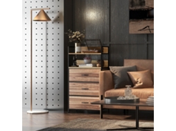 Meuble De Rangement Style Industriel Commode 3 Tiroirs En Tissu Amovibles Et 2 Étagères - 60 X 29 X 101cm - Mdf Et Métal