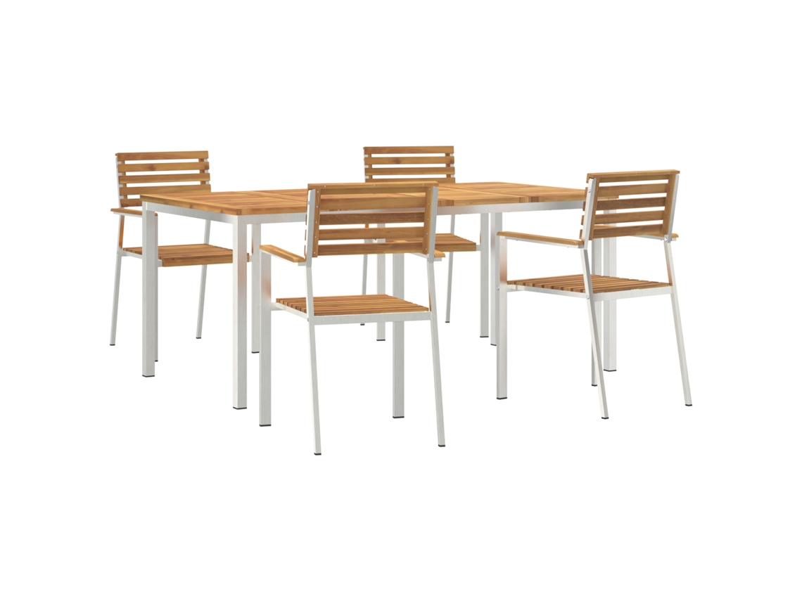 Conjunto 5 Conjunto De Jantar Para Jardim Vidaxl Castanho Madeira De Acácia Maciça (180 X 90 X 75 Cm)