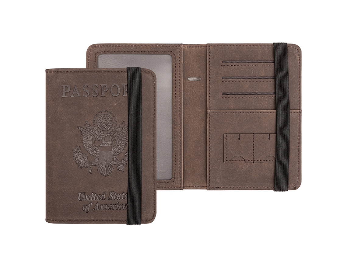 Porta-passaporte E Carteira De Vacinação Combinados, Estojo Com Compartimento Para Carteira De Vacinação Do Cdc, Em Couro Para Documentos De Viagem