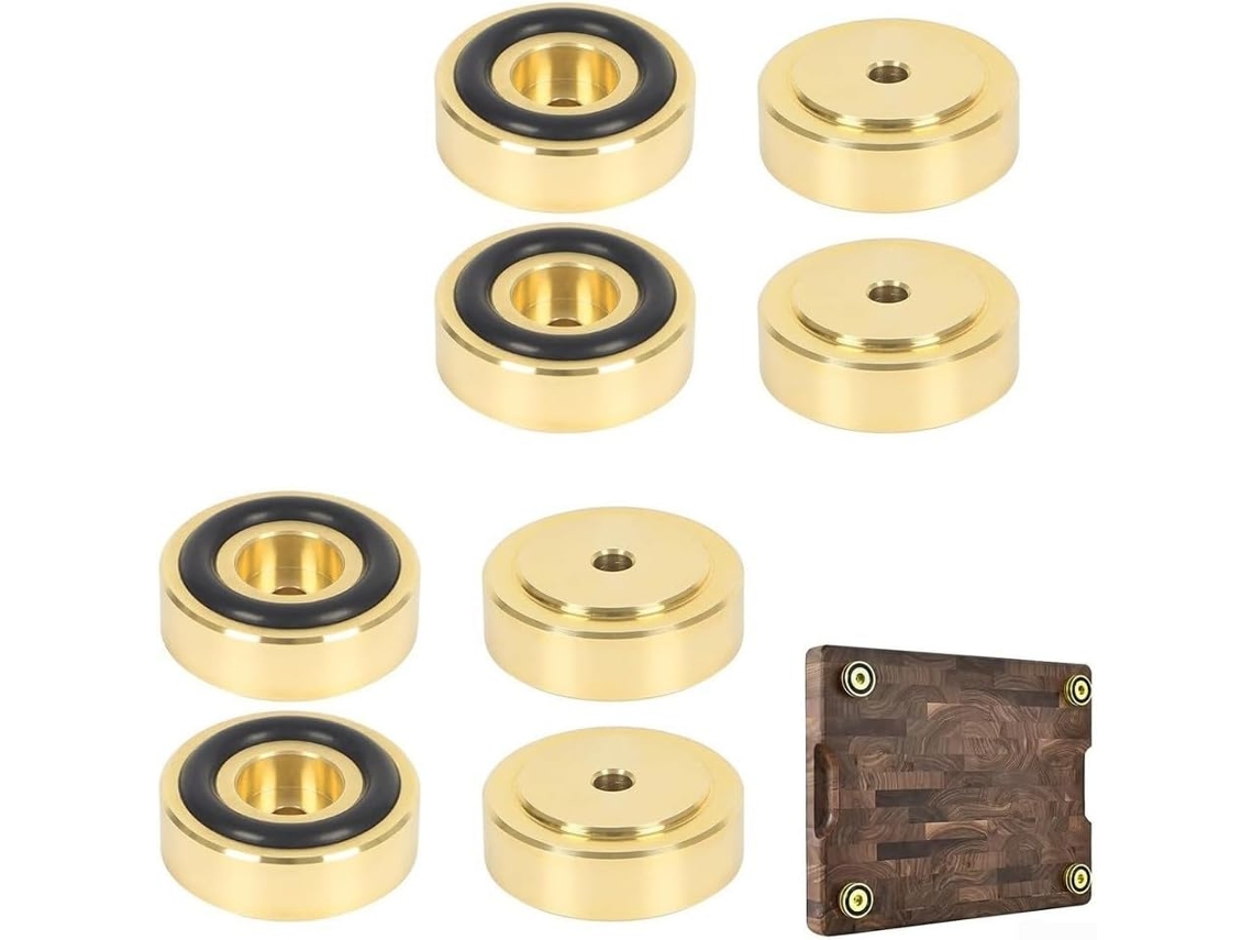 Conjunto De 8 Pés Latão Para Tábua Corte Com Almofadas Antiderrapantes, Elevadores De Móveis Dourados Para Tábuas Corte
