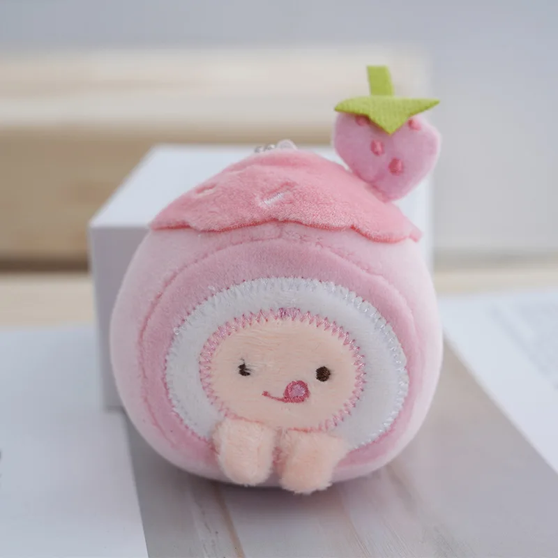 Chaveiro de Pelúcia de Cream Cheese com Morango, Acessório Fofo para Mochila MDUG (estilo 3)