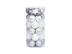 Pacote com 41 Enfeites de Bola de Natal Conjunto de Bolas de Natal Pintadas com Estrelas para Árvore de Natal Decoração de Festa Branco Prateado