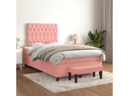 Cama Boxspring com Colchão 120x190 Cm Veludo Rosa MAISON EXCLUSIVE