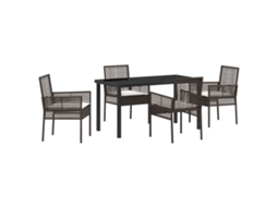 Conjunto 5 Móveis Para Exterior Vidaxl Castanho Vime Pe (140 X 70 X 73 Cm)