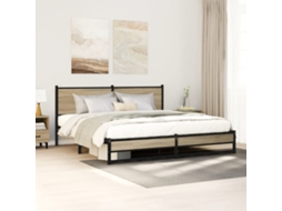 Vidaxl Estrutura De Cama Sem Colchão 183x213cm Metal Carvalho Sonoma