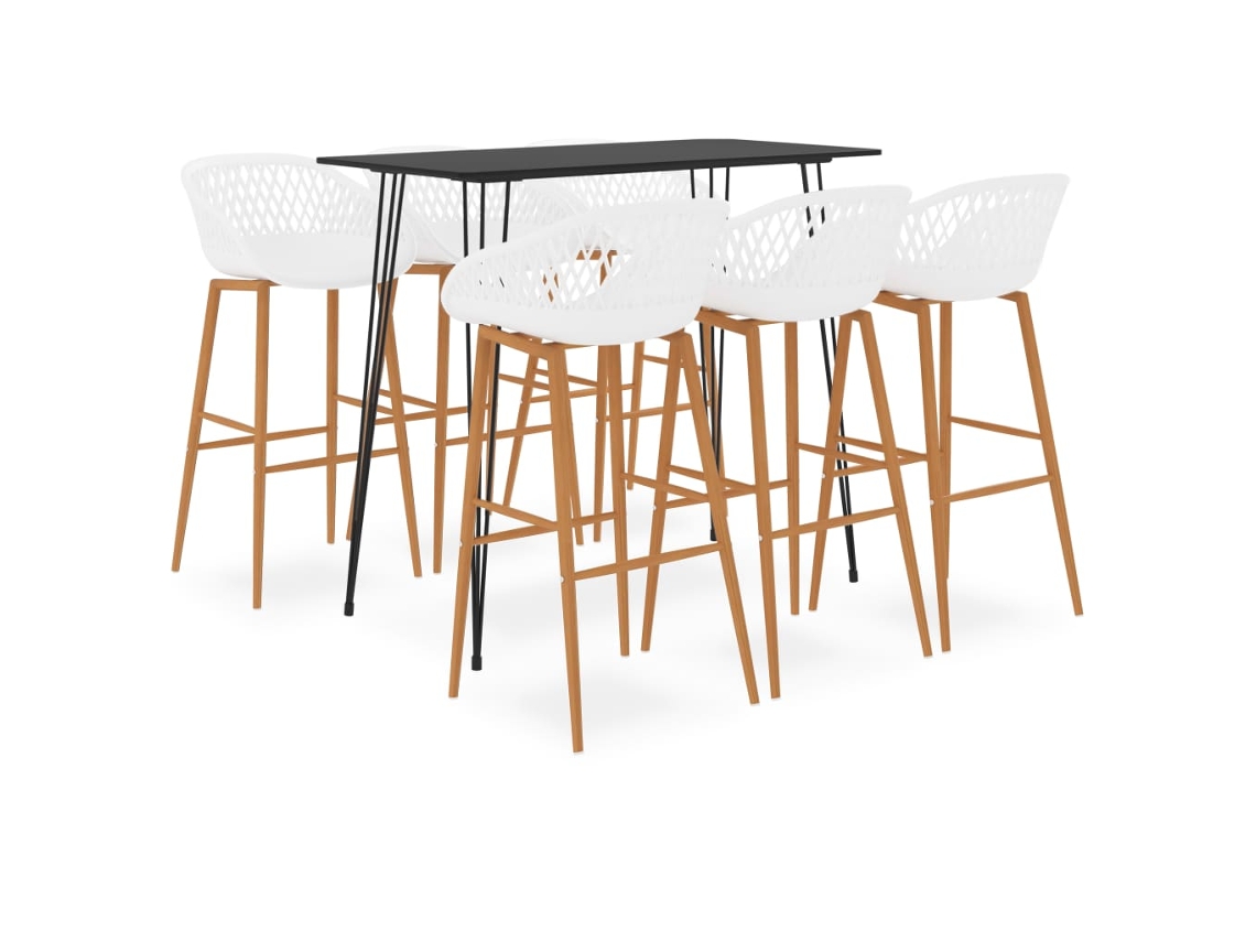 Vidaxl 7 Pcs Conjunto De Bar Preto E Branco