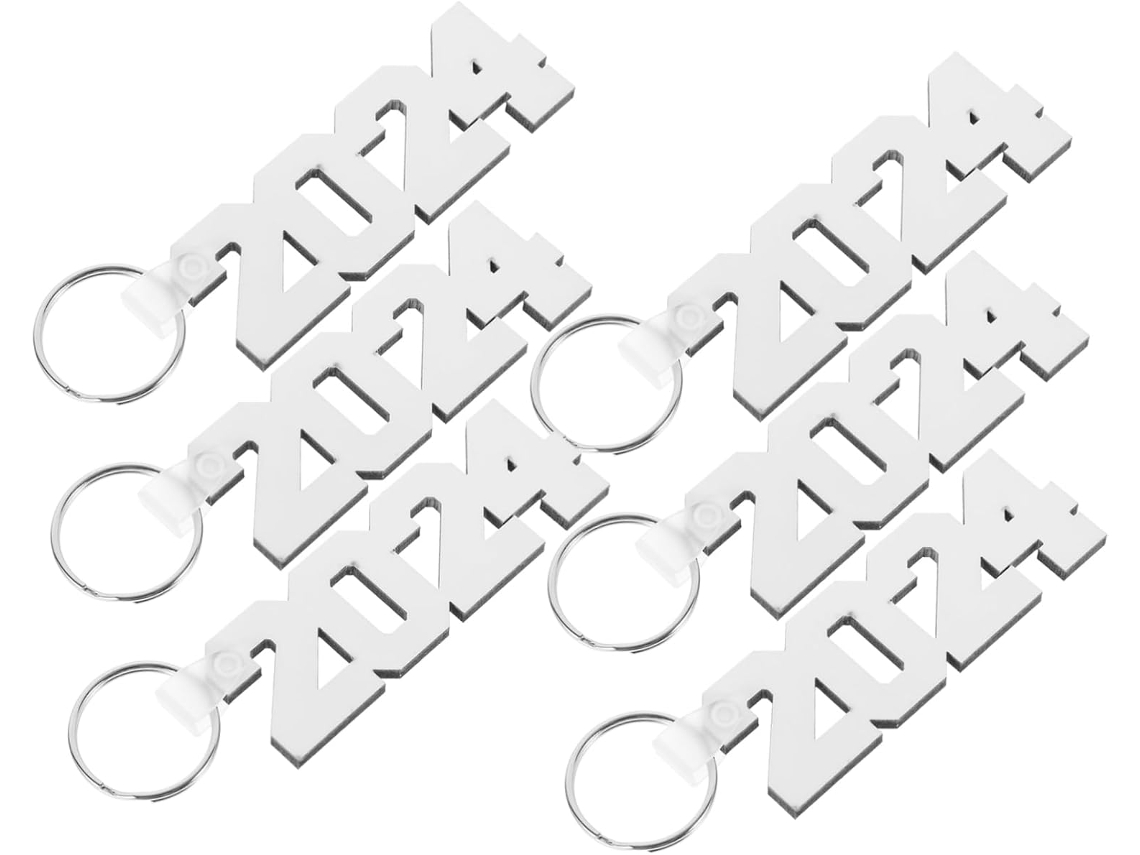 6 Peças Chaveiros Brancos Para Sublimação, Acessórios Para Impressão Térmica, Ornamental E Personalizável