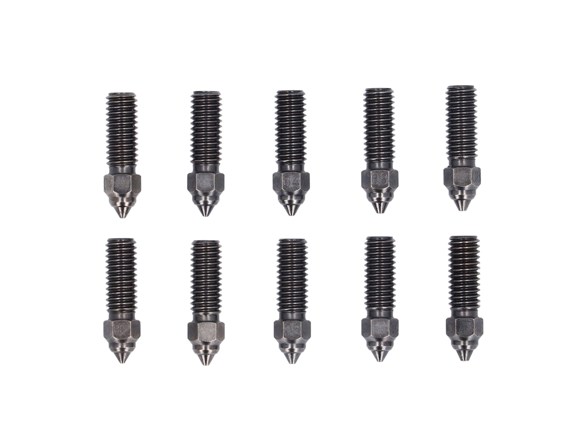 Kit de Bicos de Extrusor de Aço Endurecido 10 Peças 0.2 1mm para Impressoras 3d K1