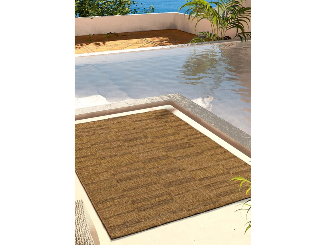 Tapete Exterior Geométrico Com Aspeto De Juta - Atticgo - Guinea Natural 80x150 Cm