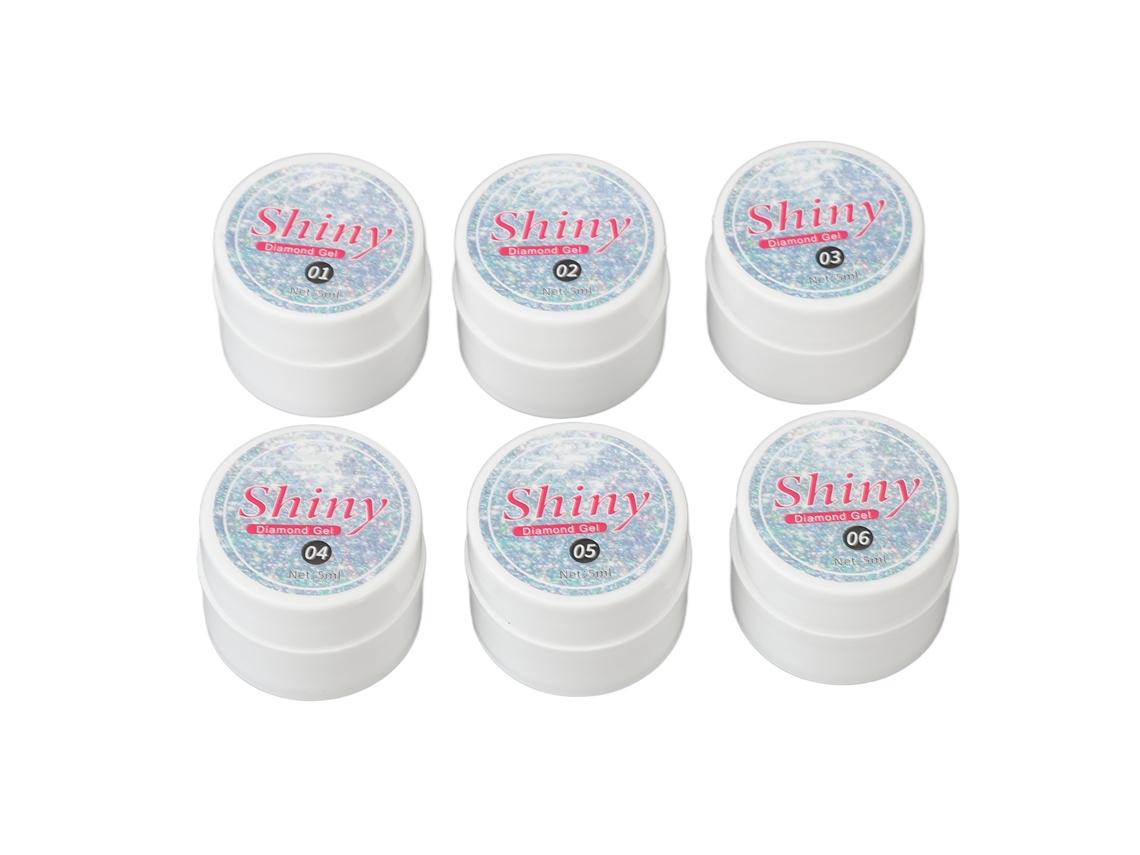 Set De Esmaltes De Uñas Gel Com Glitter Holográfico 6 Cores, Esmalte Uv Soak Off Brilho Para Mulheres E Meninas