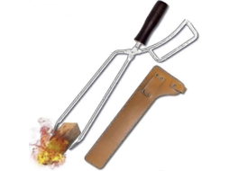 Pinza de Carbón para Barbacoa Con Mango de Sandalo Rojo Herramienta de Cocina Multifuncional Resistente Antiquemaduras