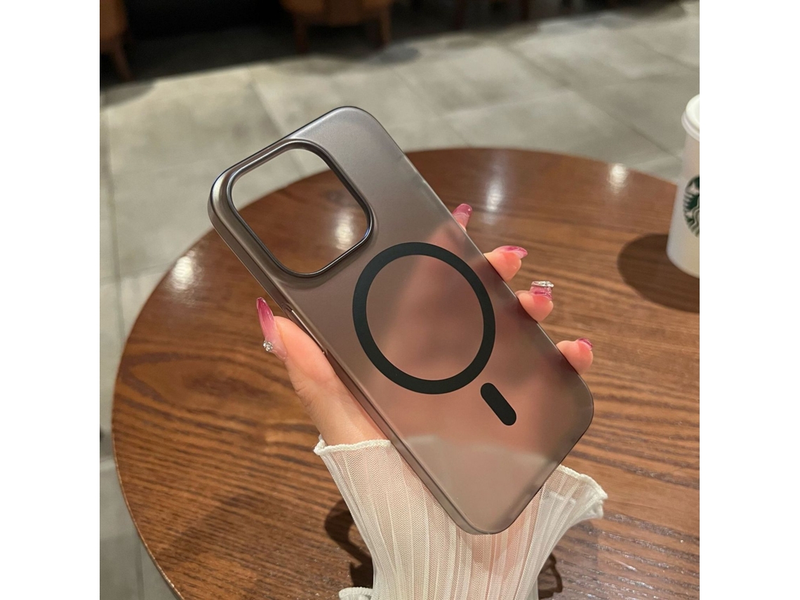 Capa Transparente Preta Magnética Ultrafina Para Iphone 17, Resistente A Impressões Digitais, Fosca E Rígida.