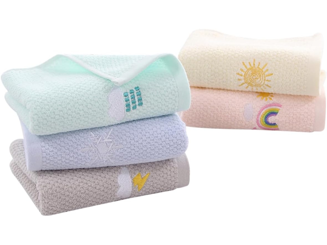 Conjunto De 5 Lenços Umedecidos De Algodão Absorvente Para Rosto E Mãos De Bebês,