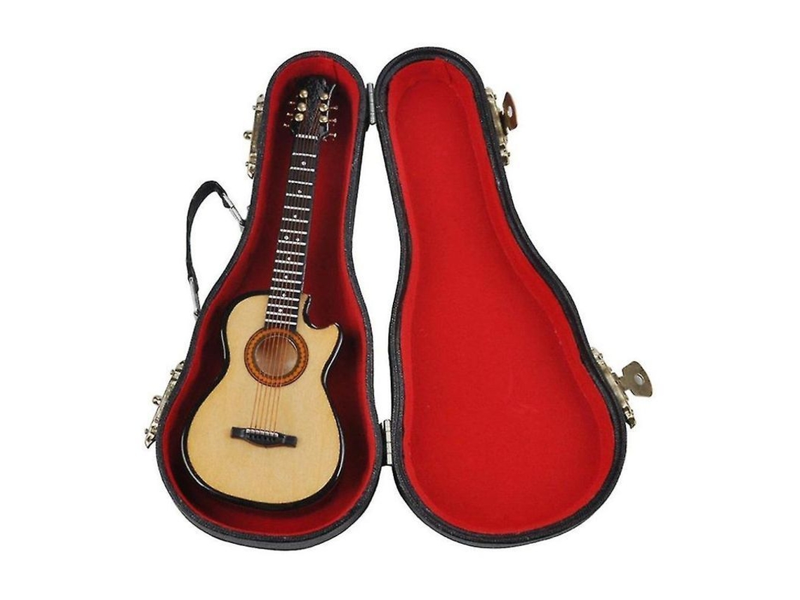Guitarra Acústica Miniatura com Capa Amarela S/MARCA