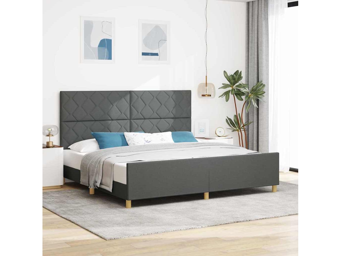 Vidaxl Estrutura Da Cama Cinzento Escuro 200 X 200 Cm Tecido