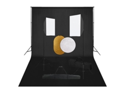 Vidaxl Kit Estúdio Fotográfico Com Softbox Iluminação/fundo/refletor
