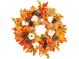 Guirlanda Outono Exterior 45cm Design Artificial Abóboras Frutos Silvestres Folhas Painéis Decoração Varanda GOKOCO
