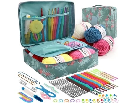 Kit De Crochê De 68 Peças, Crochê Para Iniciante Adulto, Com Bolsa De Crochê, Acessórios - Verde Oliva - Flamingo