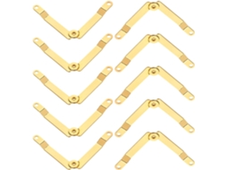 Conjunto De 10 Dobradiças Suporte Para Tampa Caixa Joias Madeira, Em Metal Dourado Reforçado, Com Sistema De