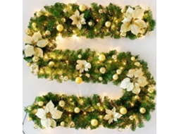 Cordão de luzes LED decorativas para lareira artificial, pinheiro suspenso de 2,7 m (dourado)