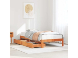Vidaxl Estrutura De Cama C/ Gavetas 75x190cm Pinho Maciço Castanho-mel