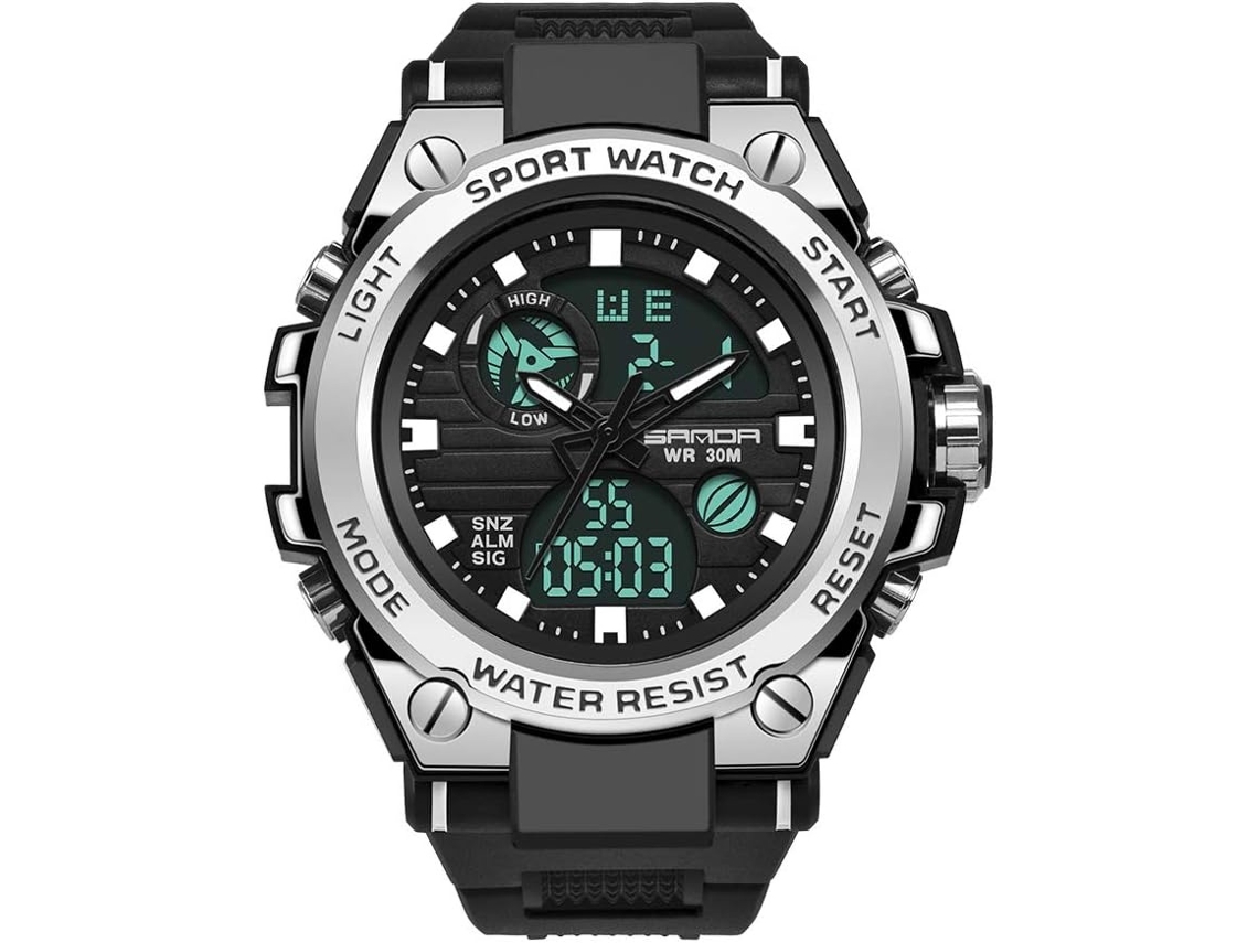 Lurelia Relógio Digital Desportivo, Movimento De Quartzo, Analógico, Visor Digital, Led, Cronómetro, Alarme, Data/calendário, 12/24h, 2 Polegadas