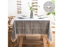Toalha De Mesa Retangular De Algodão Linho Cinza 100135 Cm