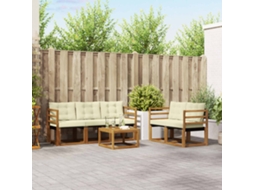Vidaxl Conjunto De Sofás Para Exterior 6 Pcs Natural E Creme