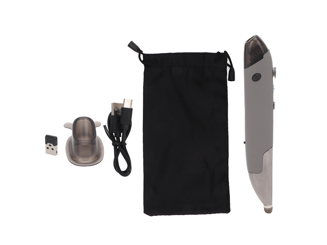 Caneta Mouse Sem Fio Com Entrada De Voz Óptica De Bolso 2.4ghz 33ft 1600dpi Usb Para Pc Laptop Tablet Cinza