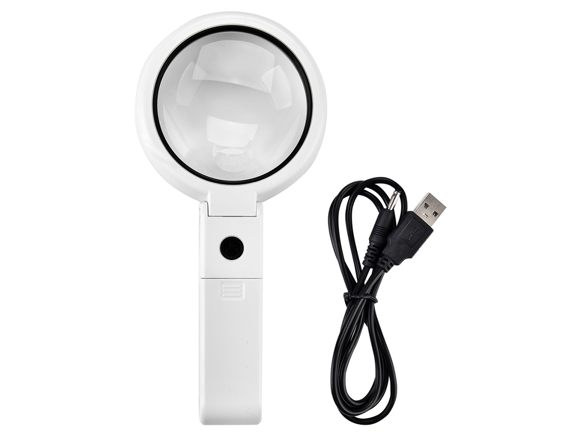 Lupa De Leitura Multifuncional Portátil De 5/11x Com 8 Luzes Led Para Mesa. Aquaforge