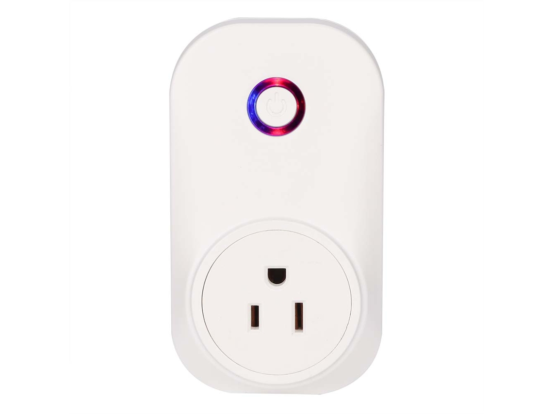 Interruptor inteligente Tomada para Wi-Fi doméstico, compatível com controle por voz e com Alexa e Google Home.