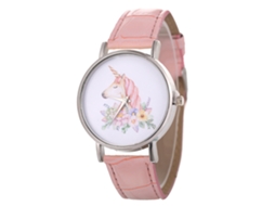 Reloj De Pulsera De Aleación Con Dial Redondo Reloj De Cuartzo Pareja Rosado
