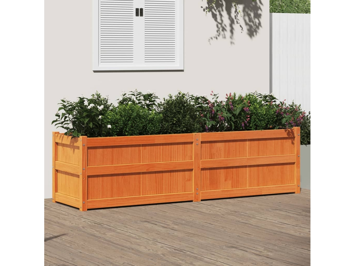 Vidaxl Vaso/floreira De Jardim 180x50x50 Cm Pinho Maciço Castanho Cera
