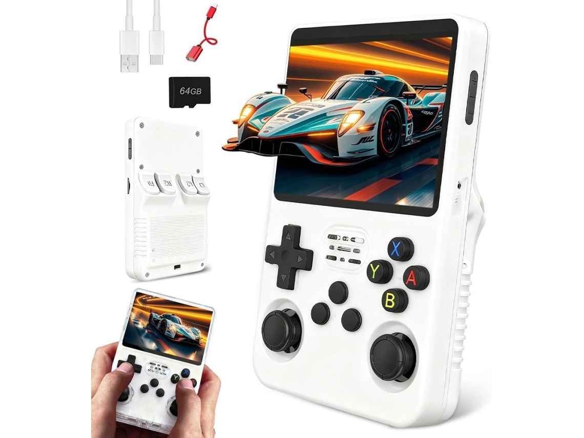 Console de Jogos Portátil R36s VONKELIOS com Tela 3,5 Polegadas, 64 Gb, Sistema Linux