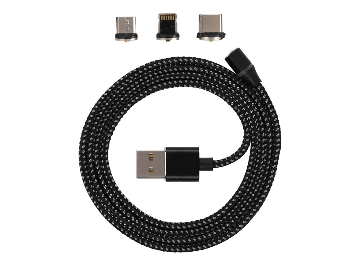 Cabo de Dados Cabo de Carregamento Magnético Circular Criativo 3 em 1 para Celulares Android, Apple e Type c EOOCOO (carregamento Rápido, Magnético)