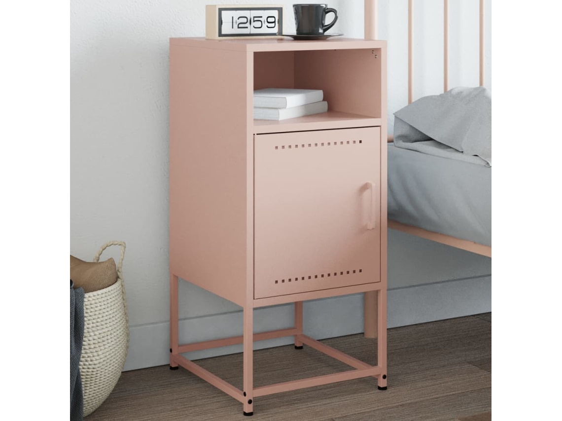 Vidaxl Mesa De Cabeceira 36x39x78 Cm Aço Rosa