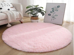 Lurelia Tapete Redondo Infantil Macio Pvc Poliéster Rosa Claro Sala Quarto R412