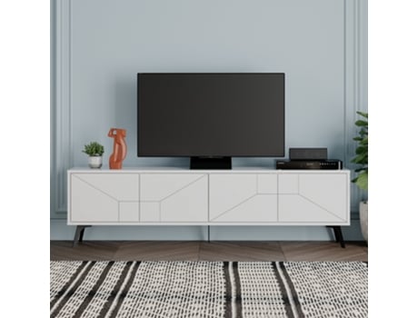 Rack De Tv Dune Em Branco Design Moderno E Elegante 180x50x29,6 Cm Me Leve Com Você