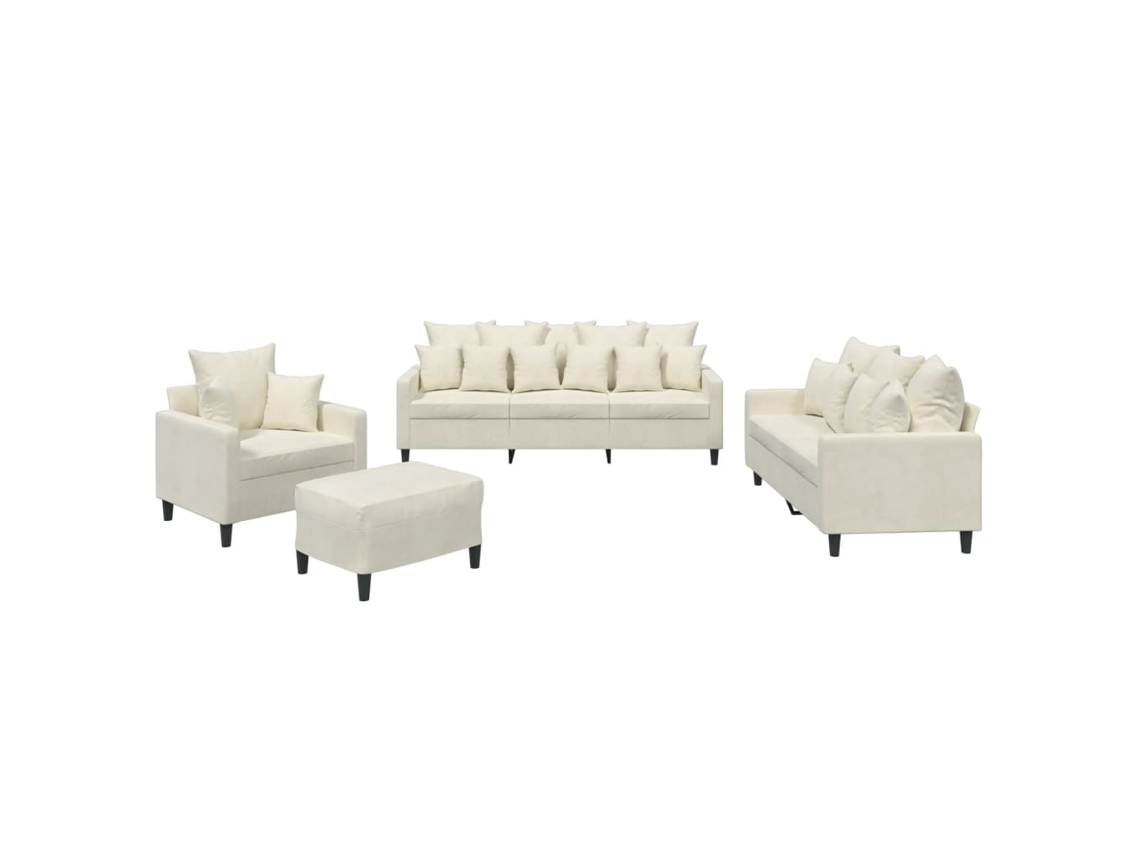 Sofa Set, Sofa Sets Vidaxl Creme Veludo (n/a)