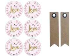 Etiquetas YOUDOIT Love Fundo Rosa (26 Und)