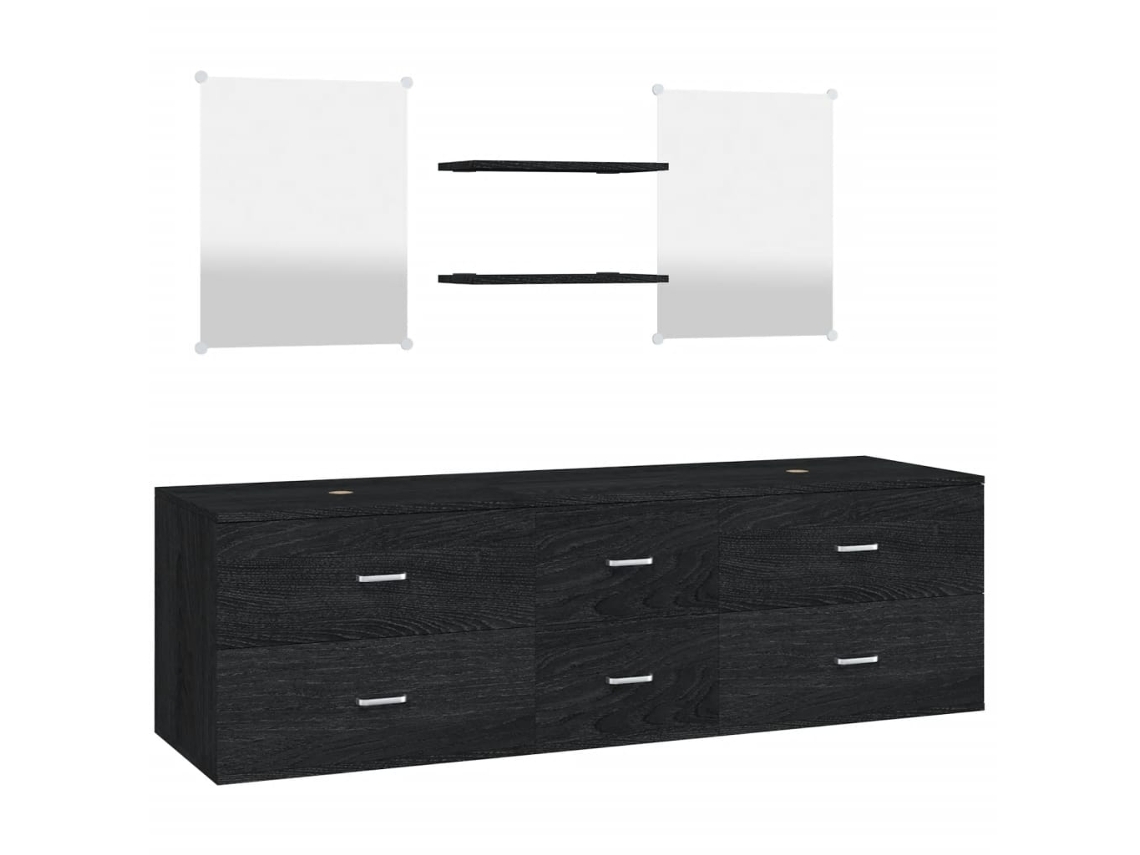Bathroom Furniture Set, Bathroom Furniture Sets Vidaxl Preto Madeira Processada (n/a)