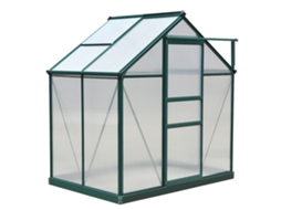 190x132x201cm Fogão Jardim Policarbonato Anti-UV Com Janela E Porta Correr.
