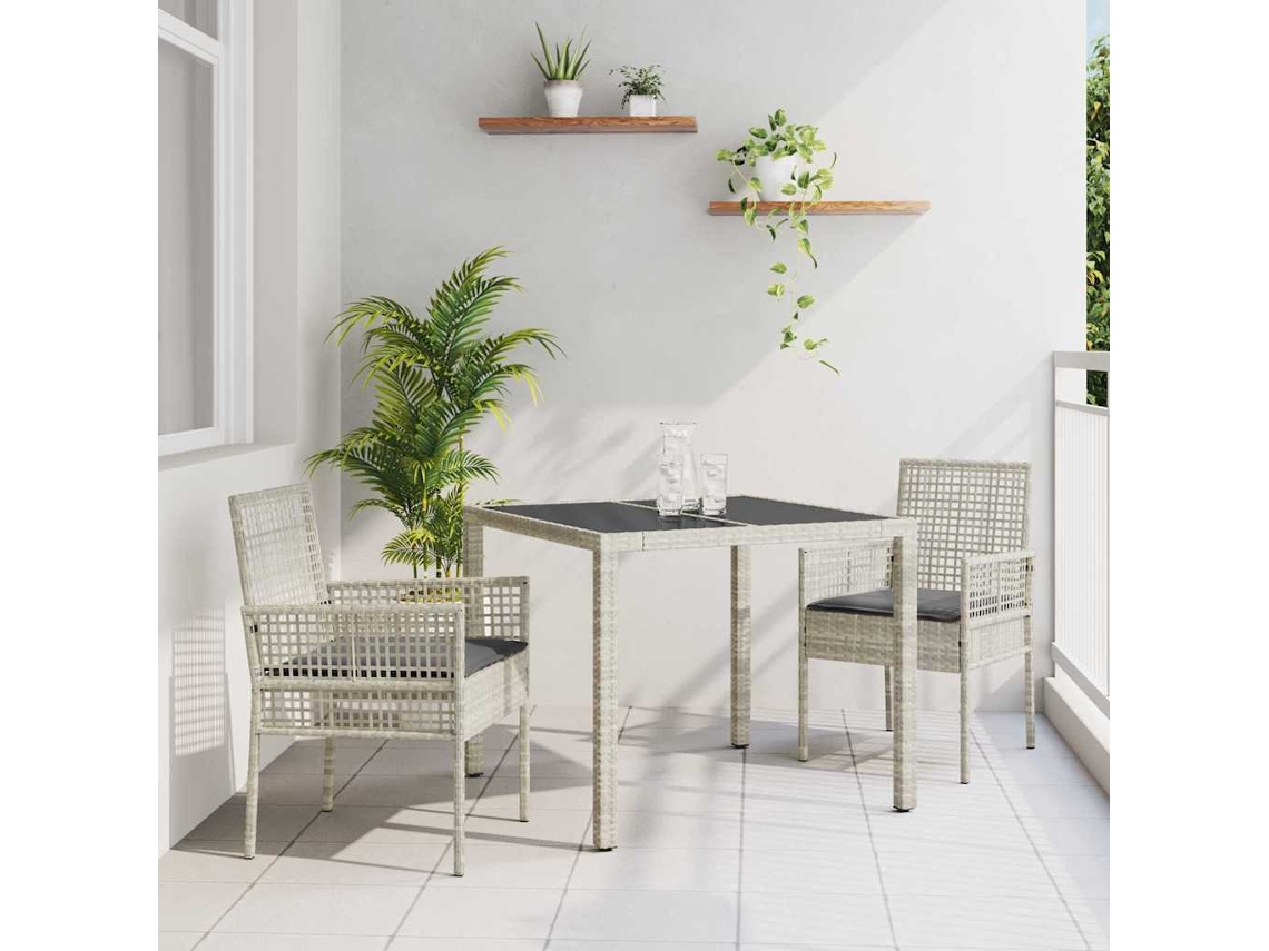 Vidaxl Conjunto De Jantar Para Jardim 3 Unid. Cinzento-claro Vime Pe