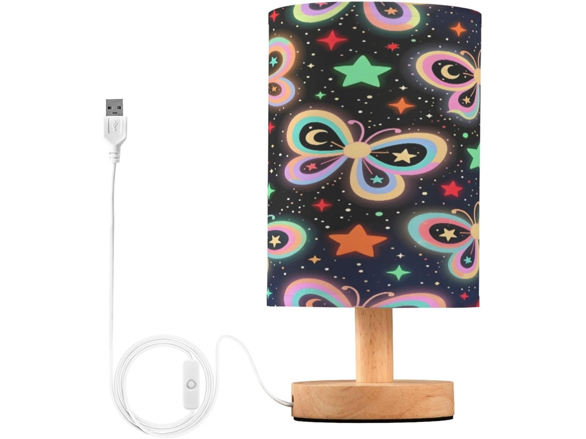Abajur De Cabeceira Em Formato Borboleta Para Sala, Com USB C Carregamento Portas, Luminária De Mesa Cabeceira