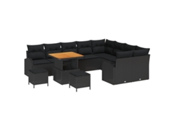 Conjunto 12 Conjunto De Sofá De Jardim Vidaxl Preto Vime Pe (80 X 80 X 71 Cm)