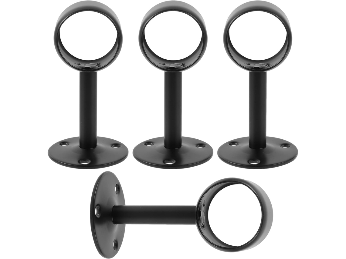 Suportes De Varão Cortina Teto Aboofan, Aço Inoxidável Preto, Conjunto De 4 Peças, Suportes Redondos Para Cortina De